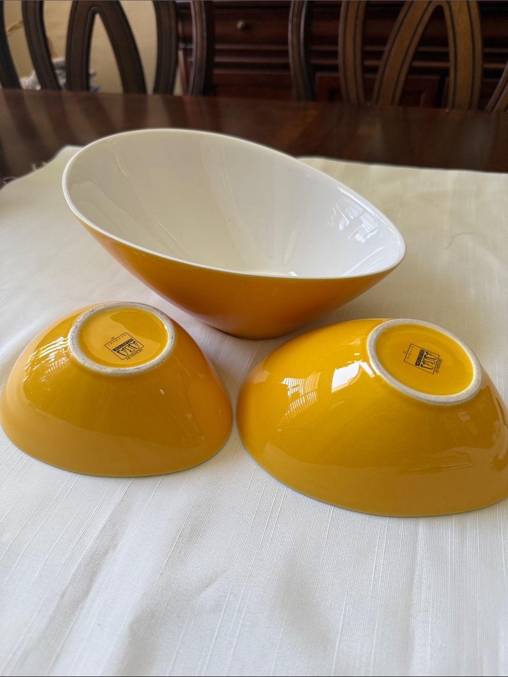 Vintage ASA Selection Germany porcelain ceramic set of 3 Yellow Nesting bowls